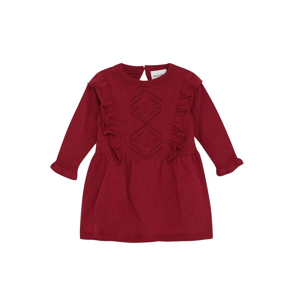 NEW MINYMO kid's kate long-sleeved dress in crimson